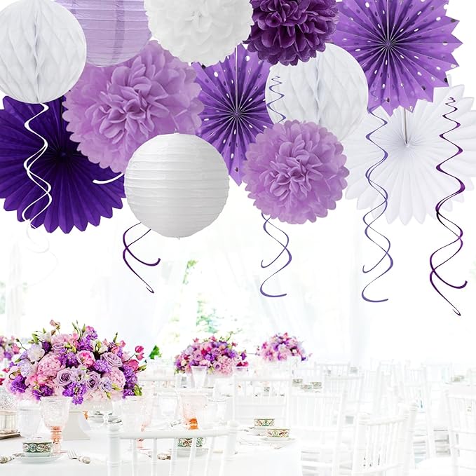 Purple Lilac-Lavender White Women Birthday Party-Decorations - Image 5