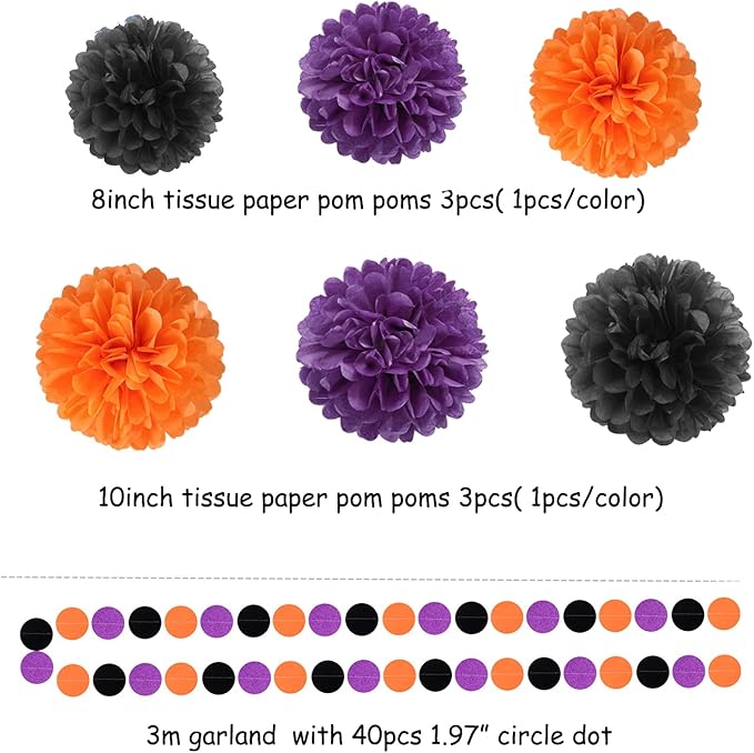 Black Purple Orange Halloween Party-Decorations - Image 3
