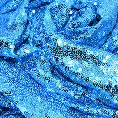 QueenDream Aqua Blue Tablecloth 90 x 132 Inch Sequin Tablecloth - Image 4