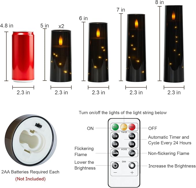 Raycare Flameless Candle with Remote Timer – 5 Flickering Acrylic Battery - Image 7