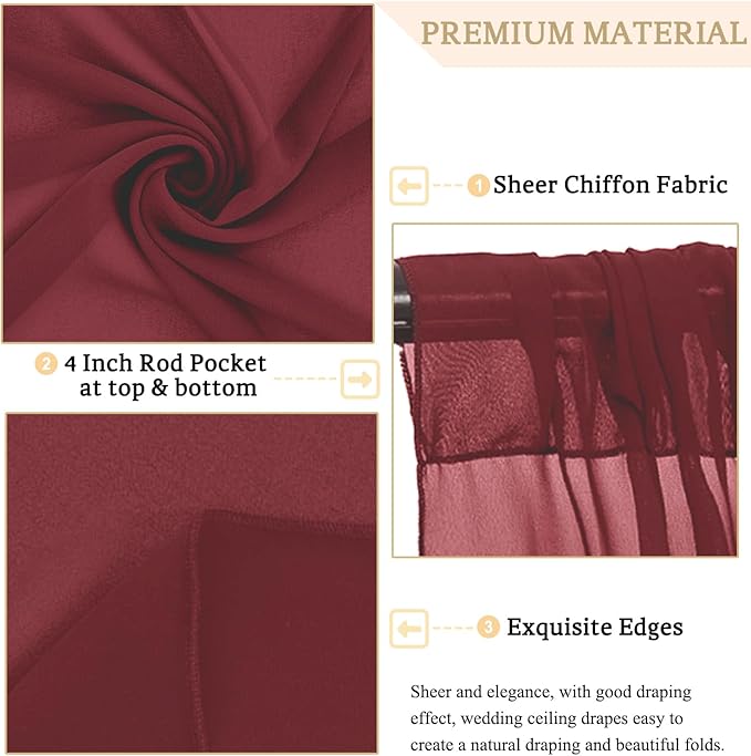 MODFUNS Burgundy Ceiling Drapes - Image 3