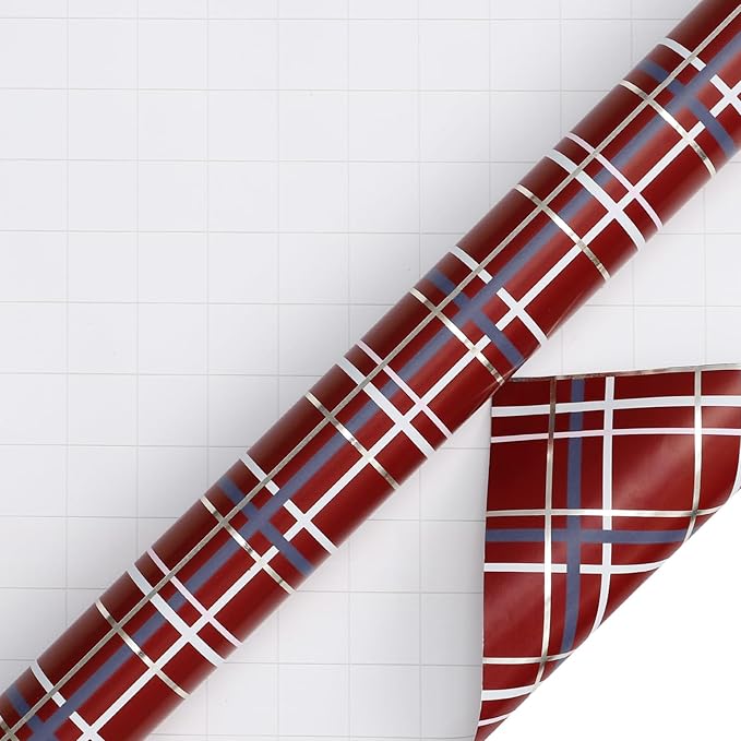 LeZakaa Christmas Red Wrapping Paper Roll, Buffalo Plaid Red - Image 8