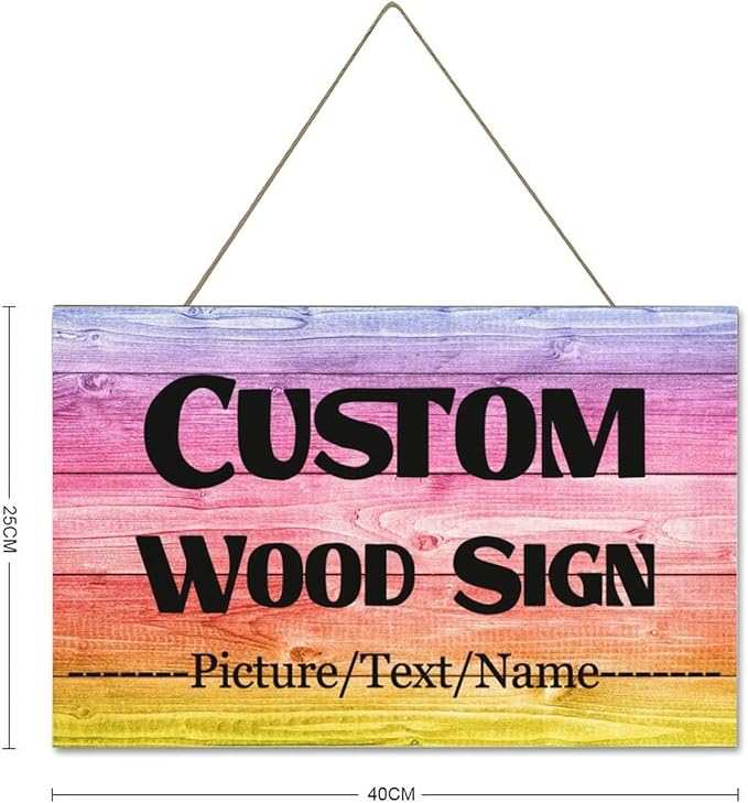 Custom Wood Sign With Hanging String, Personalized Wooden Name With Text Logo - Image 3