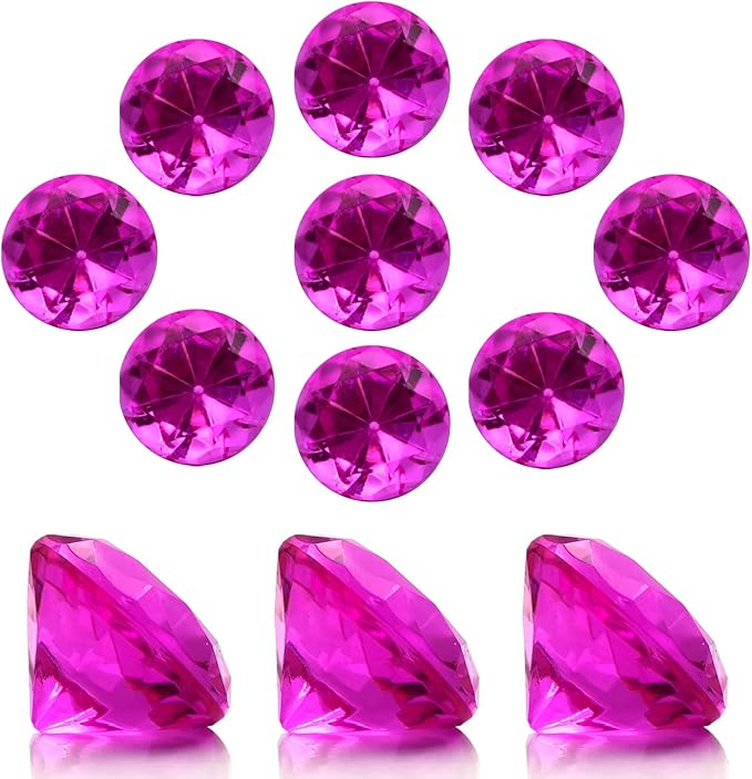 100 PCS Acrylic Diamond Gems, Rose Color Acrylic Diamonds Vase Filler 1 Inch by XHKDSYMC
