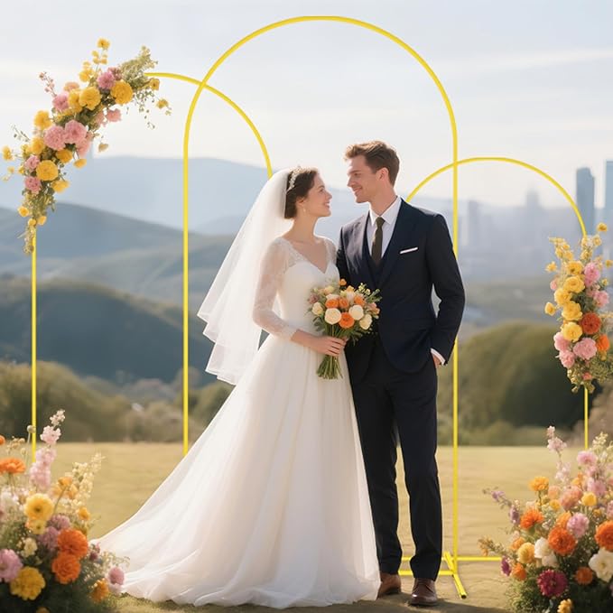 Wedding Arch Stand with Beige Spandex Fitted Arch Backdrop Cover Set 6FT 6.6FT - Image 4