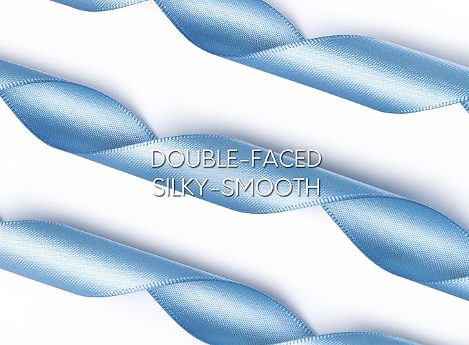 French Blue Satin Ribbon 7/8 Inch x 50 Yards Double-Faced Ribbons - Image 3
