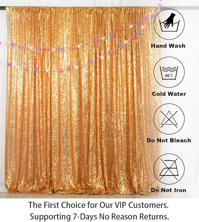 ShinyBeauty Gold Sequin Backdrop Curtain | 2 Panels 5FTx10FT Glitter Wedding - Image 5