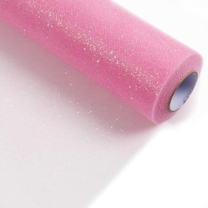 ICOSHOW Sparkling Tulle Rolls, 15” by 30 Yards Glitter Tulle Spool Ribbon Fabric by ICOSHOW