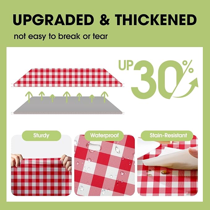 Pureegg Plastic Table Cloth Disposable 10 Pack, Decorative Gingham Tablecloths - Image 2