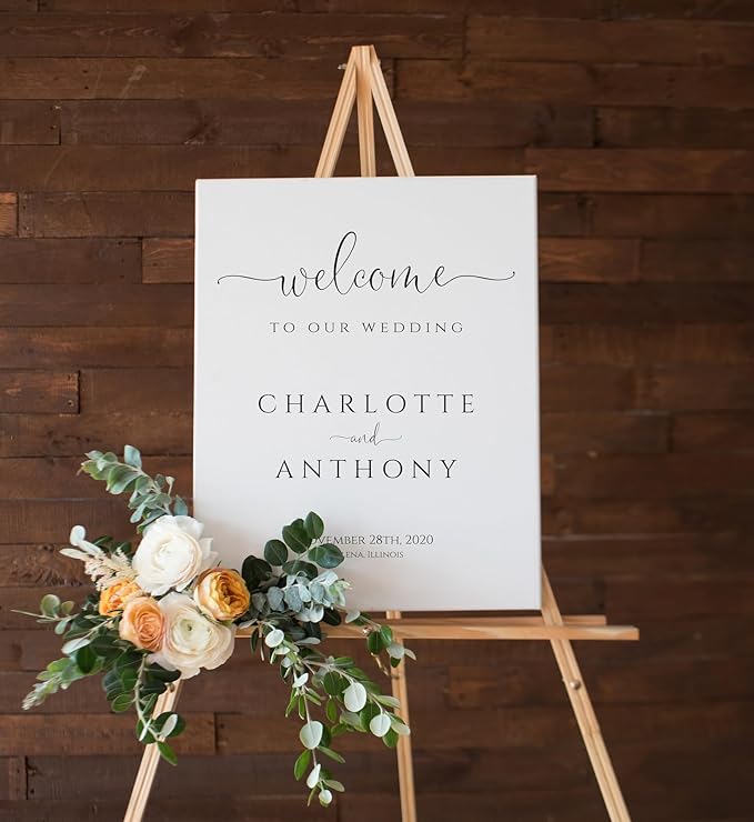 Wedding Welcome Sign, Welcome To Our Wedding Sign, Pole Mount - Image 2