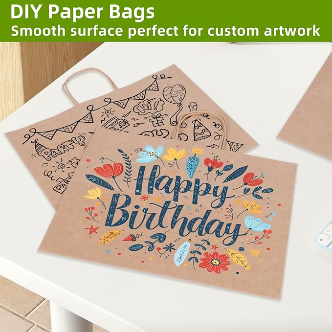 Johuivo Brown Paper Bags with Handles, Recyclable Kraft Gift Bag and Retail Bag - Image 4