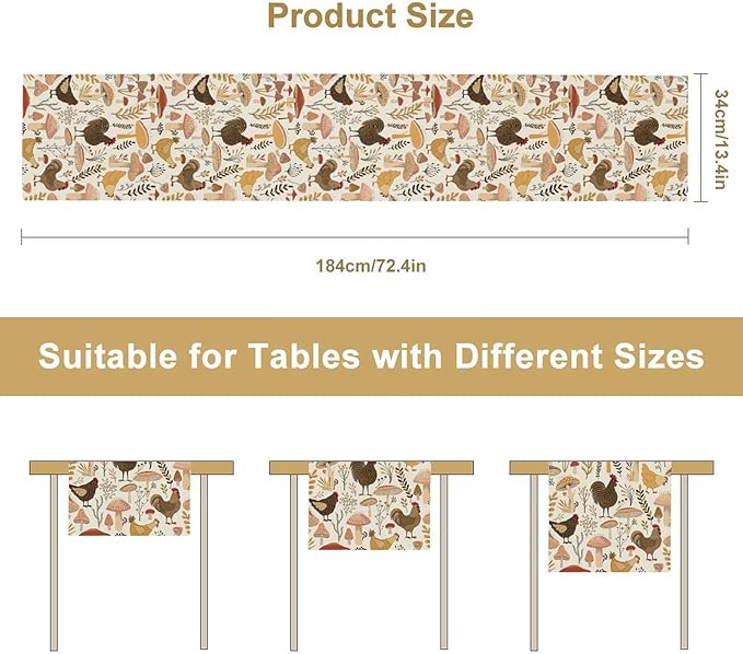 Mushroom Table Runner, Retro Natural Plant Famhouse Table Runner - Image 7