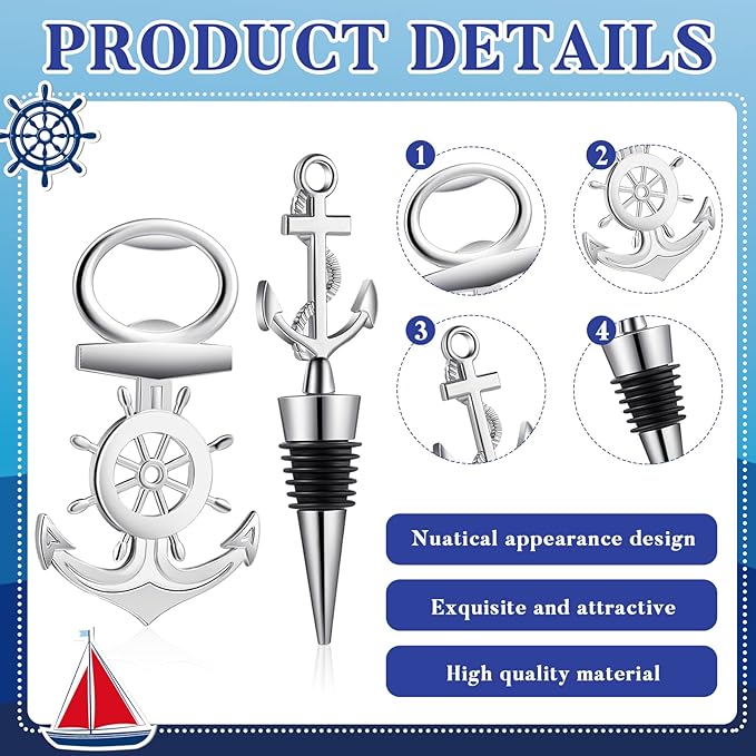 Zhehao 50 Pcs Anchor Bottle Stopper Bottle Opener Wine Bottle Stopper - Image 3