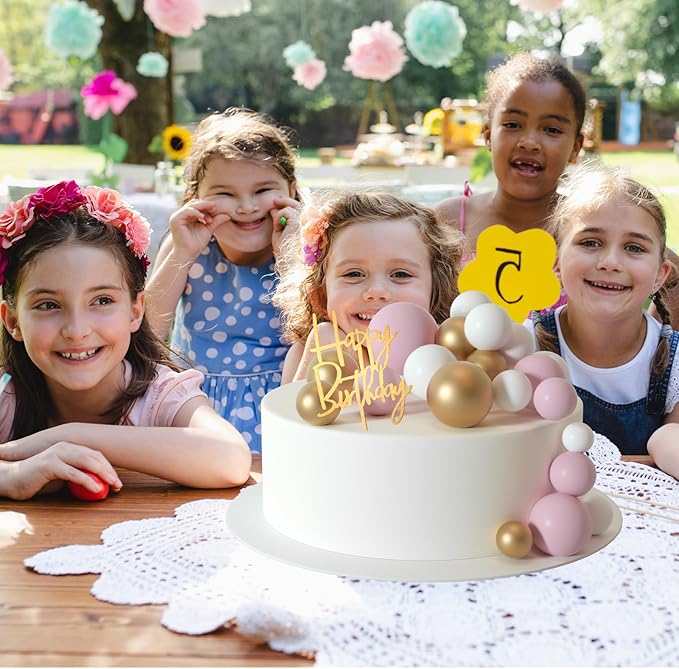 MIAHART Ball Cake Toppers Boho Grass Cake Topper Ball Cake Insert Decoration - Image 4