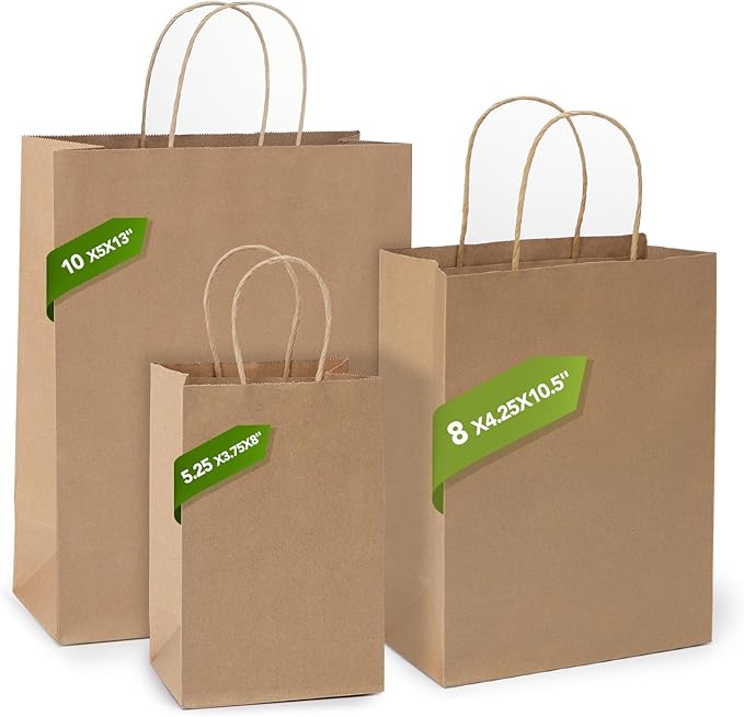 MESHA Kraft Gift Bags 200 Pack 5.25x3.75x8 Inch Small Brown Paper Bags - Image 5