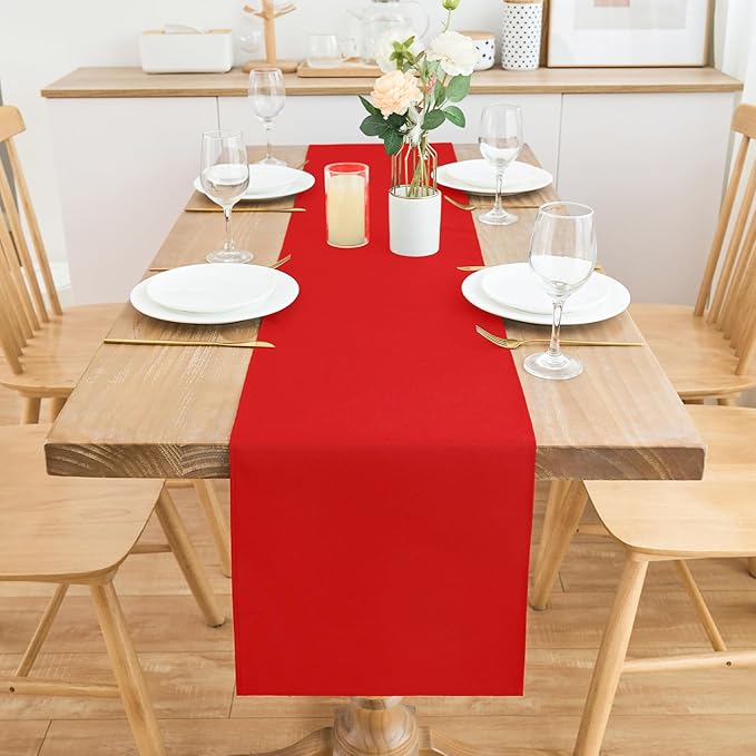 2 Pack Red Small Short Table Runner 12 x 48 Inch Solid Color Runners Coffee - Image 3