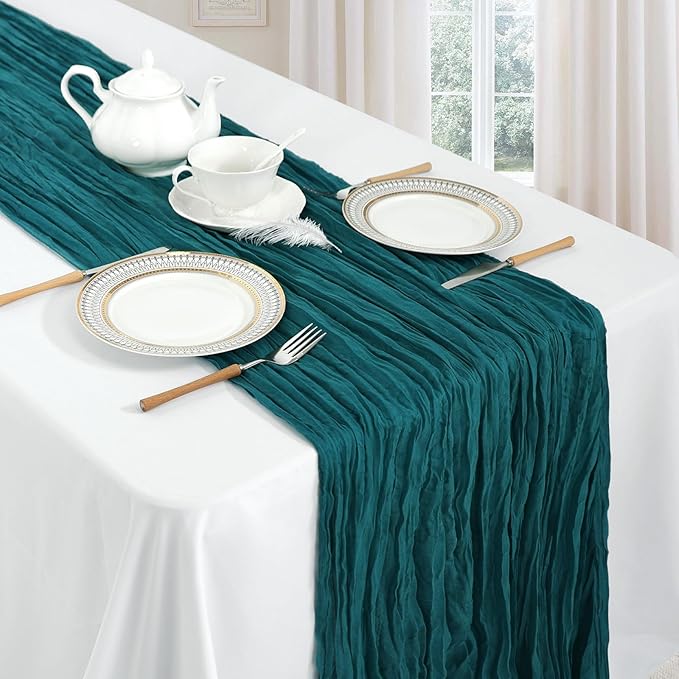 6 Pack Teal Cheesecloth Table Runner 10ft Boho Gauze Fabric Cheese Cloth Table - Image 3