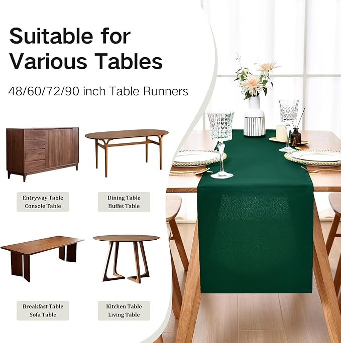 Farmhouse Green Table Runner Dining Table Runners 48 Inches Long Coffee Table - Image 5
