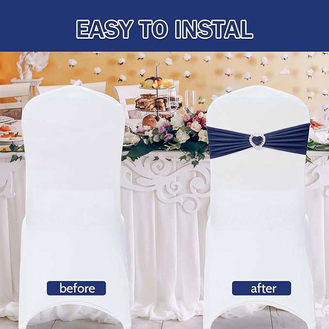 Howhic Pack of 120 Spandex Chair Sashes Bows Stretch Chair Cover Band - Image 4