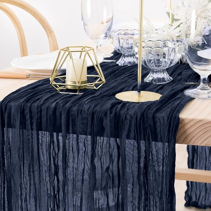 MLMW 4 Pack Navy Blue Table Runner Cheesecloth Boho Gauze Rustic Cheese Cloth - Image 3