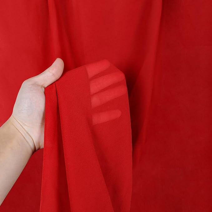 DUOBAO Chiffon Ceiling Drapes 20ft Red Wedding Backdrops Sheer Backdrop Curtains - Image 3
