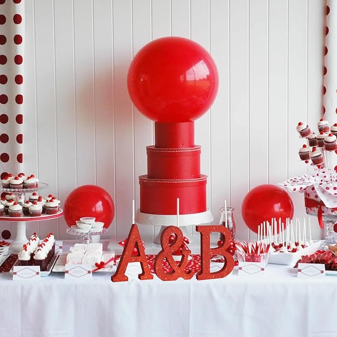 TONIFUL 8 Inch Red Glitter & Table Centerpiece A-Z Red Birthday Party - Image 4