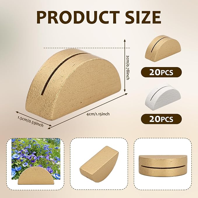 40 PCS Gold and White Table Number Stands, Wooden Table Number Holders - Image 2