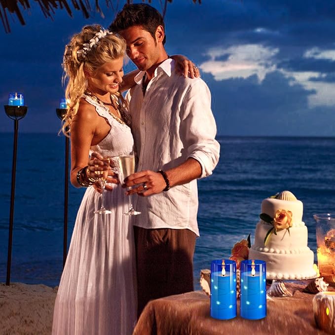 NURADA 3"x6"Flickering Flameless Candles: Built-in Star String 3D Wick Battery - Image 4