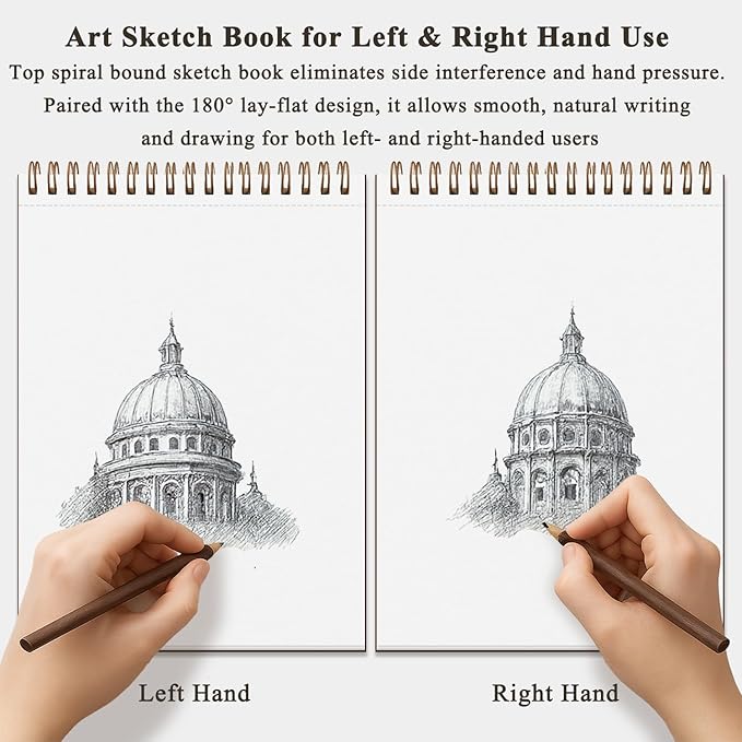 9" x 12" Sketch Book, Top Spiral Bound Sketch Pad, 2 Packs 100 Sheets Each - Image 6