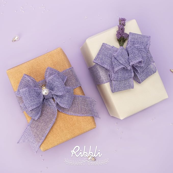 Ribbli Light Purple/Lavender Burlap Wired Ribbon, 1-1/2 Inch x 10 Yard - Image 5