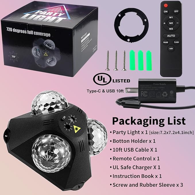 Disco Ball Party Lights Indoor Outdoor, Dj Lights Disco Ball Decor Party Strobe - Image 6
