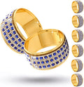 Rhinestone Napkin Ring Gold Napkin Rings Stainless Steel Blue Crystal Napkin by RAYYXP