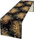 Sun Moon Table Runner, Bohomian Mushroom Daisy Table Gothic Dragonly Butterfly by ShiTingYu