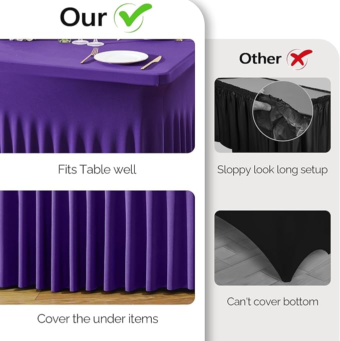6 Pack Dark Purple Spandex Table Clothes - Image 8