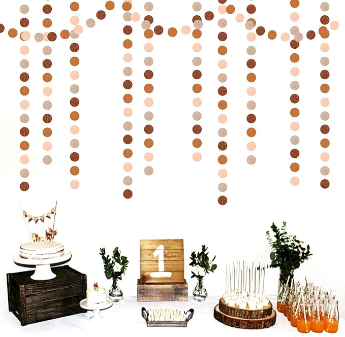 Boho Brown Rose-Gold Party-Decorations Streamers-Garland - 52ft Fall Birthday - Image 4