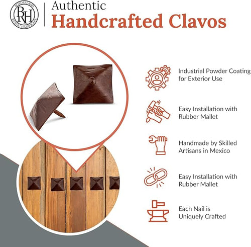 10 Pack 1.25" Square Head Iron Clavos Decorative Nails – Sealed Rusted – - Image 2