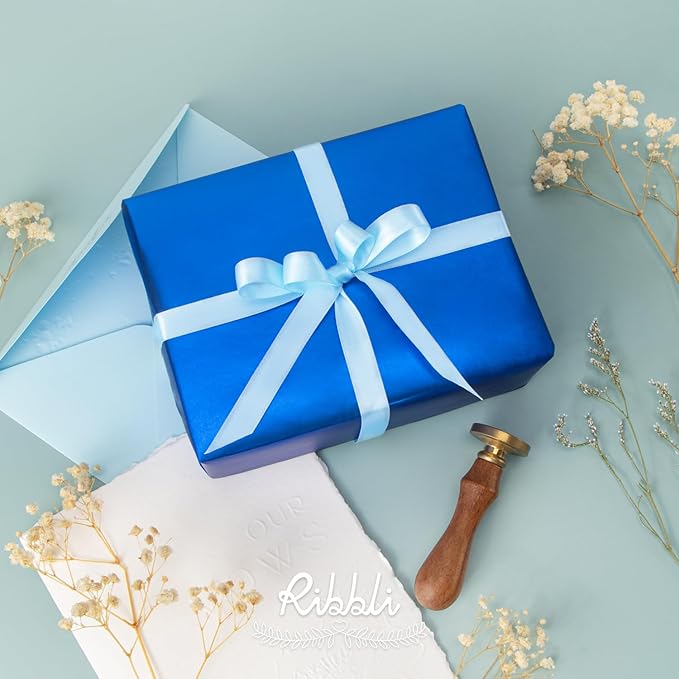 Ribbli Light Blue Satin Ribbon Double Faced Satin 1/2 Inch x Continuous 100 - Image 2