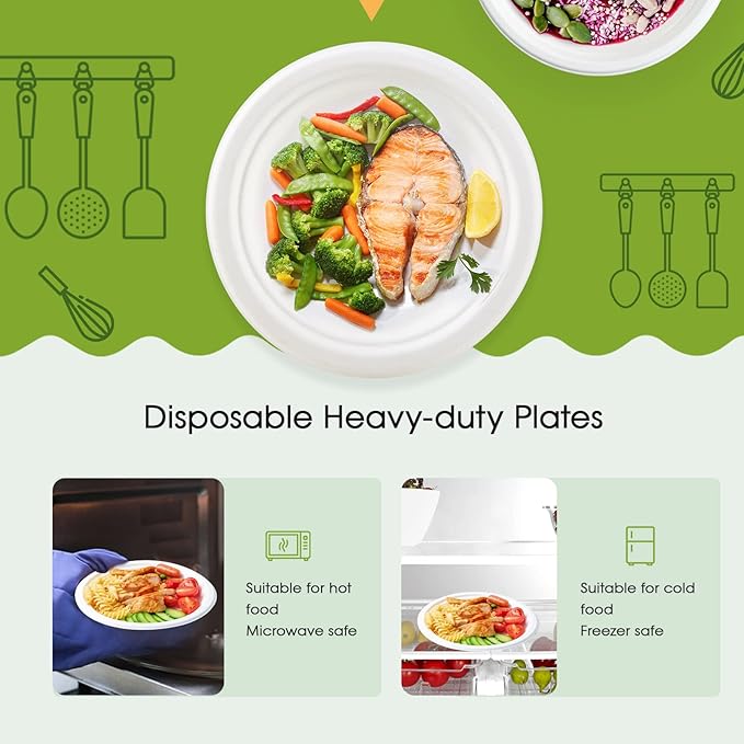 ECOLipak 6.85 Inch Compostable Dessert Paper Plates, 150 Pack Disposable - Image 4