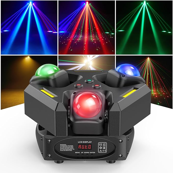 Moving Head DJ Lights, 150W RGBW LED Laser Stage Light, XY Dual-Axis Rotating by XELLETYE