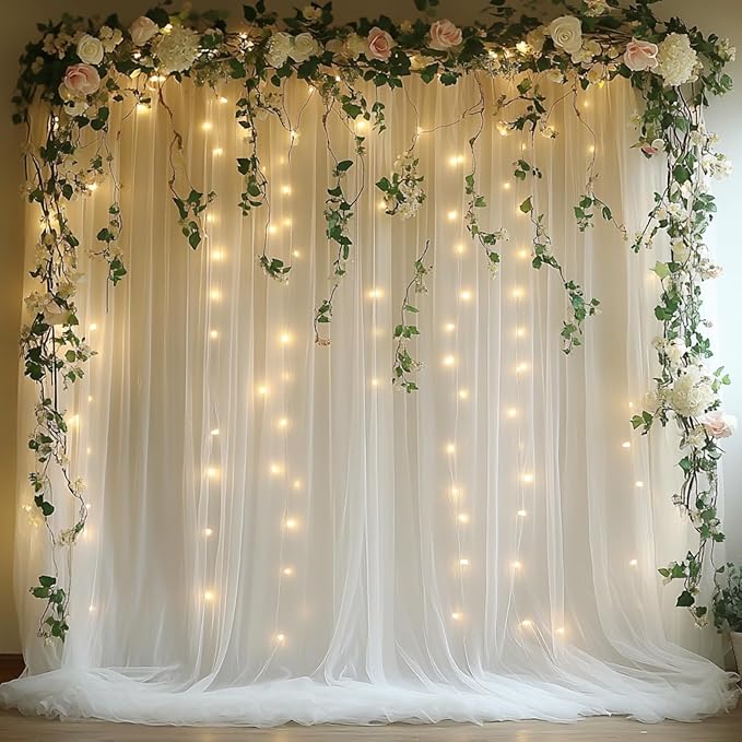 10x10ft White Tulle Backdrop Curtain by Unknown