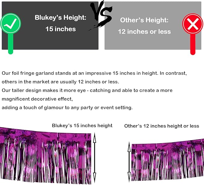 Thick 10 Feet by 15 Inch Purple Foil Fringe Garland - Image 4