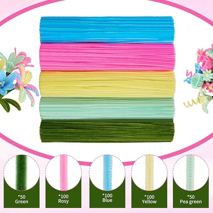 5 Mixed Macaron Colors Chenille Stems Bulk, Gardening Tape, Greeting Card - Image 5