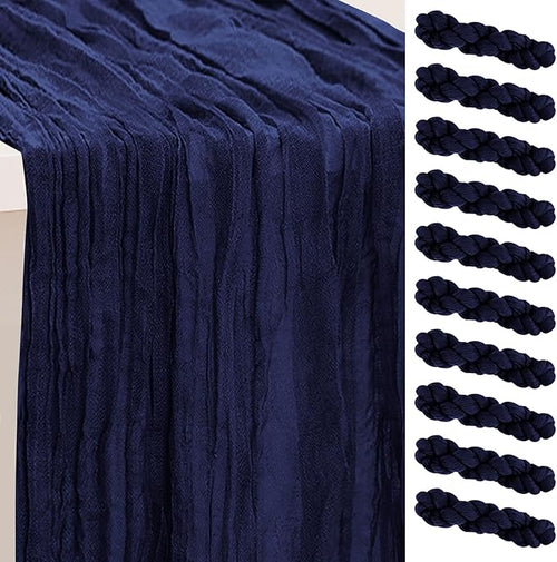 10 Pack Navy Blue Cheesecloth Table Runner 35x120 Inch 10Ft Rustic Gauze Cheese by SuBleer