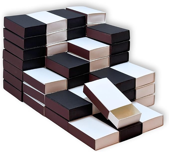 60pcs Blank Match Boxes, 2.25x1.42x0.59in Bulk White and Black Matchboxes DIY by JIABUUN