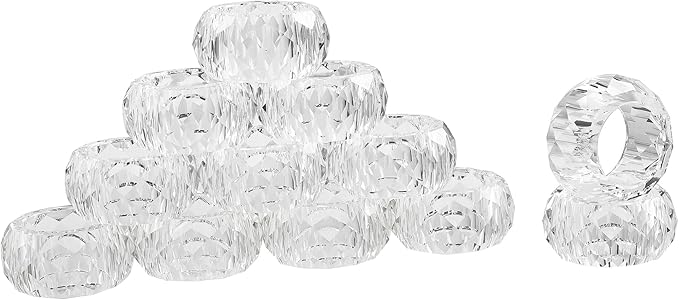 kitCom Crystal Napkin Ring Holders Set of 12, Luxury Crystal Napkin Holder Rings by kitComhomekitchen