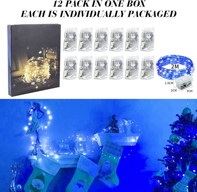 ZGWJ 12 Pack Fairy Lights Battery Operated, 7ft 20 Mini LED Fairy String Lights - Image 6