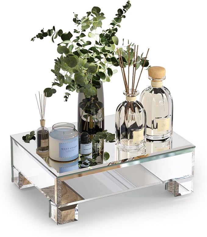 Mirrored Risers for Display, Tabletop Display Stand, Mirrored Perfume Tray for by Uniglam