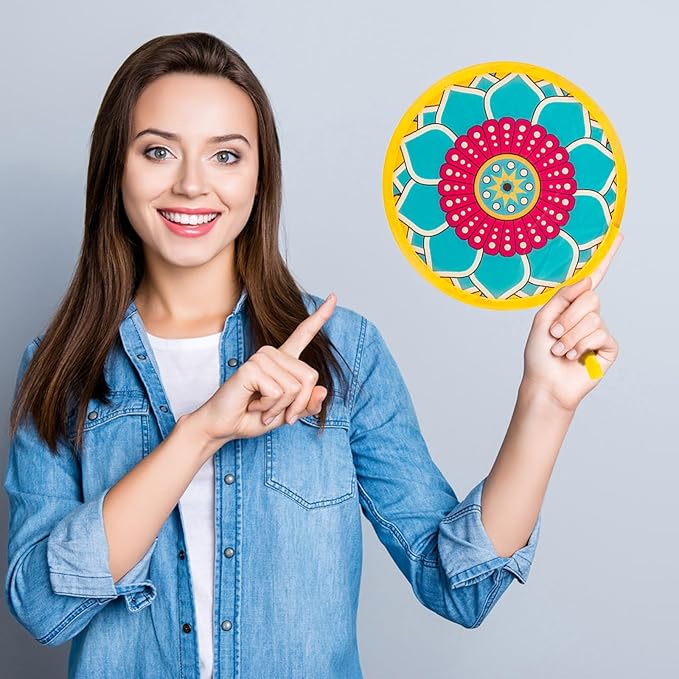 4pcs Mandala Round Foldable Hand Fan Japanese Foldable Fan Style Handheld - Image 6