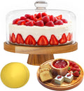 Acacia Wood Cake Stand with Lid, 2-in-1 Dessert Table Display Set & Charcuterie by Unknown