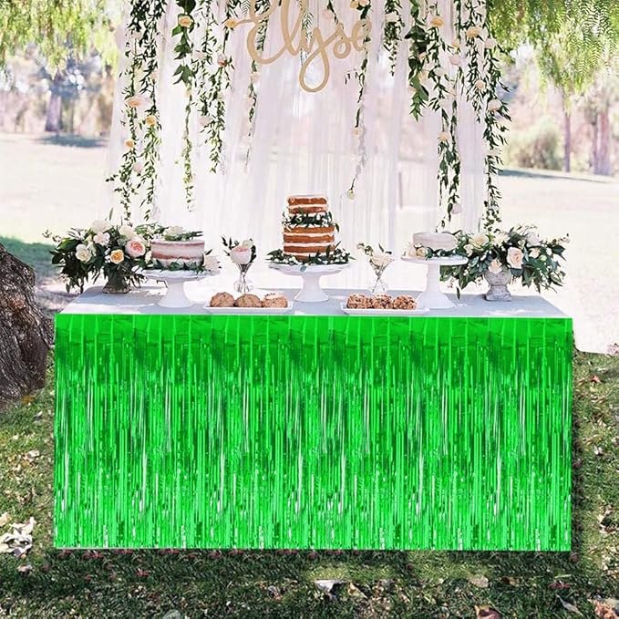 BEISHIDA 2 Pack Metallic Tinsel Foil Fringe Table Skirts - Image 4